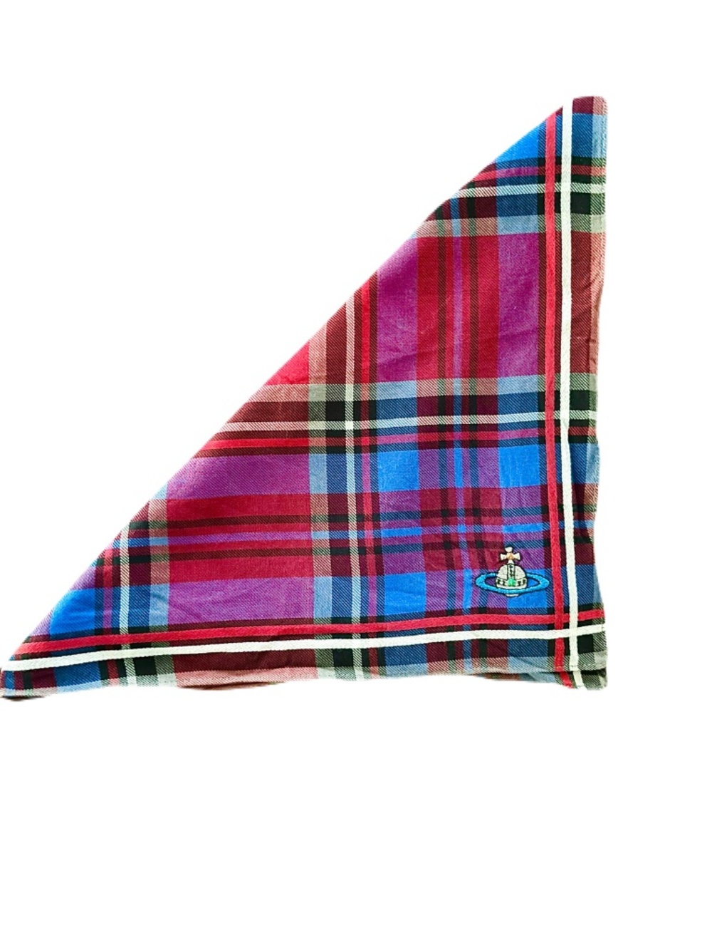 Vivienne Westwood Tartan Orb logo pocket square scarf